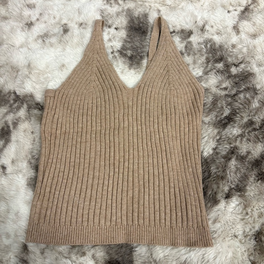 Cider Cream Ribbed Knit Crop Sweater Tank Sz 1X